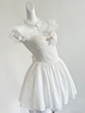 Niulatu White A Line Satin Lace Short Homecoming Dress 19th Birthday Outfits HZ1110