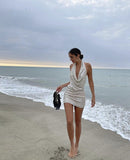 Niulatu Mermaid Halter Sequin Short Homecoming Dress 23th Birthday Outfits HZ1110