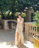 Niulatu Mermaid Strapless Layer Satin Long Prom Dress,Formal Dress HZ1110