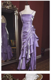 Niulatu High Low Straps Ruffles Prom Dresses HZ1110