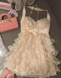 Niulatu A Line Halter Layer Chiffon Lace Short Homecoming Dress 17th Birthday Outfits HZ1110