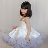 Niulatu Ball Gown Spaghetti Straps Satin Tulle Flower Girl Dress HZ1110
