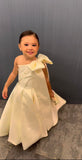Niulatu A Line One Shoulder Satin With Bow Knot Flower Girl Dress HZ1110