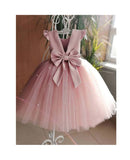 Niulatu Ball Gown Satin Tulle Ruffle Sleeves Back With Bow Knot Flower Girl Dress HZ1110
