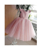Niulatu Ball Gown Satin Tulle Ruffle Sleeves Back With Bow Knot Flower Girl Dress HZ1110