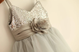 Niulatu A Line Spaghetti Straps Tulle Sequin Flower Girl Dress HZ1110