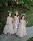 Niulatu A Line Chiffon Back With Bow Knot Flower Girl Dress HZ1110