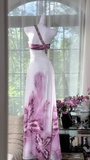 Niulatu A Line One Shoulder Chiffon Sequin Printed Butterfly Long Prom Dress, Evening Dress HZ1110