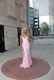 Niulatu Pink Mermaid Sweetheart Sequin Beaded Long Prom Dress, Evening Dress HZ1110