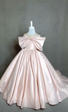 Niulatu Ball Gown Satin With Bow Knot Flower Girl Dress HZ1110