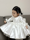 Niulatu Ball Gown Satin With Long Sleeves Flower Girl Dress HZ1110