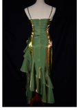 Niulatu High Low Straps Ruffles Green Prom Dresses HZ1110