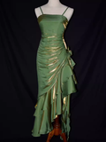 Niulatu High Low Straps Ruffles Green Prom Dresses HZ1110