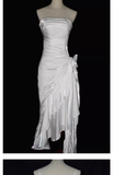 Niulatu High Low Straps Ruffles White Prom Dresses HZ1110