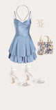 Niulatu A line Straps Short Blue Homecoming Dress 20th Birthday Outfits HZ1110