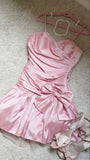 Niulatu Sheath Satin Straps Short Pink Homecoming Dress 18th Birthday Outfits HZ1110