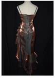 Niulatu High Low Straps Ruffles Long Prom Dresses HZ1110