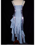Niulatu High Low Straps Ruffles Long Blue Prom Dresses HZ1110