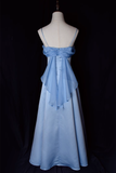 Niulatu A Line Spaghetti Straps Blue Long Prom Dresses HZ1110