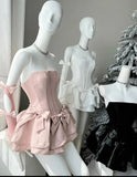 Niulatu A line Strapless Satin Sleeveless Short Homecoming Dress HZ1110