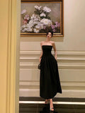 Sexy A Line Strapless Black Sleeveless Prom Dresses Party Dress Summer Birthday Outfits 18th Birthday Dresses HZ1214