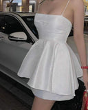Niulatu A Line Spaghetti Straps Ivory Sequin Homecoming Dress Birthday Outfits HZ1110