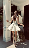 Niulatu A Line Straps Ivory Satin Short Homecoming Dress Birthday Outfits HZ1110