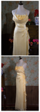 Niulatu Mermaid Halter Yellow Flowers Long Prom Dresses HZ1110