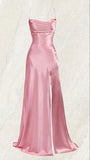 Niulatu Mermaid Spaghetti Straps Custom Pink Slit Long Prom Dresses HZ1110