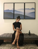 Niulatu Sheath High Neckline Black Slit Long Prom Dress HZ1110