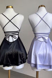 Niulatu Line Spaghetti Straps Backless Homecoming Dresses Black Birthday Outfits HZ1110