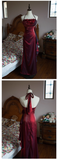 Niulatu Mermaid Halter Burgundy Flowers Long Prom Dresses HZ1110