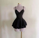 Niulatu A Line Spaghetti Straps Black Short Homecoming Dress Birthday Outfits HZ1110