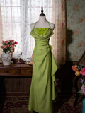 Niulatu Mermaid Halter Green Flowers Long Prom Dresses HZ1110
