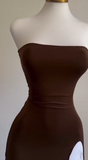 Niulatu Sheath Strapless Slit Homecoming Dress 19th Birthday Outfits HZ1110