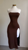Niulatu Sheath Strapless Slit Homecoming Dress 19th Birthday Outfits HZ1110