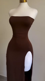 Niulatu Sheath Strapless Slit Homecoming Dress 19th Birthday Outfits HZ1110