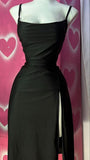 Niulatu Sheath Straps Slit Black Homecoming Dress 19th Birthday Outfits HZ1110