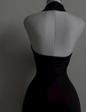 Niulatu Sheath High Neckline Black Long Prom Dress HZ1110