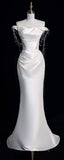 Niulatu Mermaid Wedding Dresses White Off The Shoulder Satin Wedding Dress HZ1110