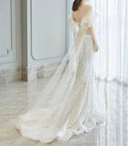 Niulatu Wedding Dress White Mermaid Off The Shoulder Short Sleeves Wedding Dresses HZ1110