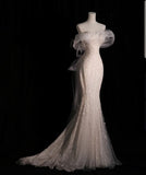 Niulatu Wedding Dress White Mermaid Off The Shoulder Short Sleeves Wedding Dresses HZ1110