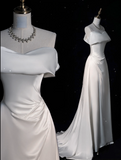 Niulatu Wedding Dress White Mermaid Off The Shoulder Satin Wedding Dresses HZ1110