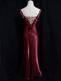 Niulatu Mermaid Straps Organza Long Burgundy Prom Dresses HZ1110