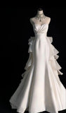 Niulatu White Mermaid Strapless Satin Wedding Dresses HZ1110
