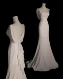 Niulatu White Mermaid Straps Sequin Long Backless Wedding Dresses HZ1110