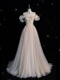 Niulatu Line Off The Shoulder Tulle Long Prom Dress HZ1110