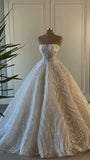 Niulatu Ball Gown Strapless Sequin Long Wedding Dresses HZ1110