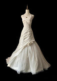Niulatu Mermaid Halter Long White Satin Wedding Dresses HZ1110