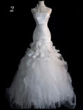 Niulatu Mermaid Strapless Long White Tulle Wedding Dresses HZ1110